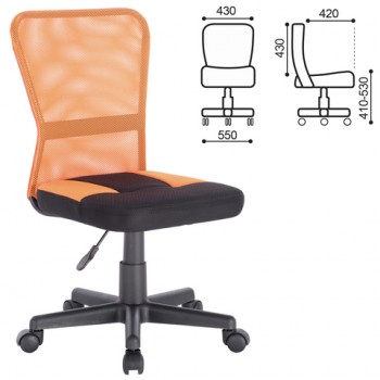 Кресло компактное BRABIX Smart MG-313 (черный, оранжевый) в Красноглинном - krasnoglinnoe.mebel54.com | фото