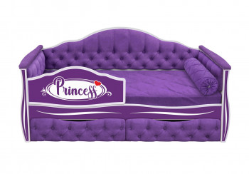 Кровать 160 серии Иллюзия 2 ящика 32 Фиолетовый (мягкие боковые накладки/подушка валик) в Красноглинном - krasnoglinnoe.mebel54.com | фото