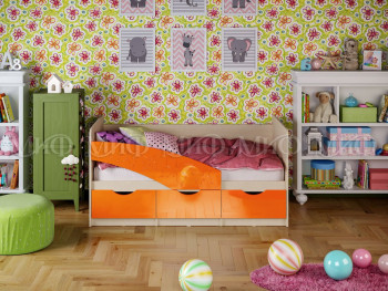 Кровать Бабочки 1,6м (Оранжевый металлик) в Красноглинном - krasnoglinnoe.mebel54.com | фото