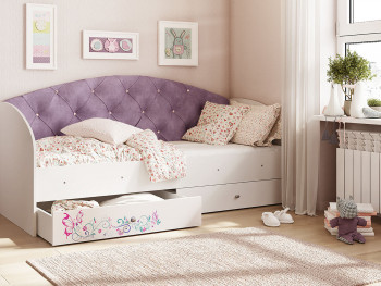 Кровать детская Эльза Белый/Фиолетовый в Красноглинном - krasnoglinnoe.mebel54.com | фото