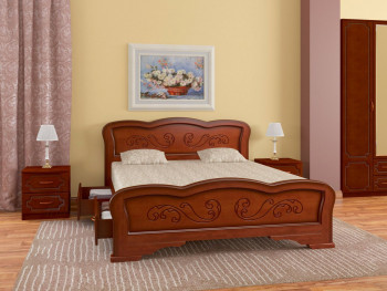 Кровать Карина-8 с ящиками из массива сосны 1600*2000 Орех в Красноглинном - krasnoglinnoe.mebel54.com | фото