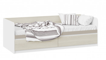 Кровать «Сканди» с 2 ящиками Дуб Гарден/Белый/Глиняный серый в Красноглинном - krasnoglinnoe.mebel54.com | фото