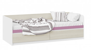 Кровать «Сканди» с 2 ящиками Дуб Гарден/Белый/Лиловый в Красноглинном - krasnoglinnoe.mebel54.com | фото