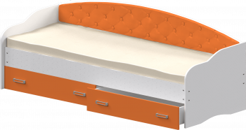 Кровать Софа-7 с мягкой спинкой (800х1900) Белый/Оранжевый в Красноглинном - krasnoglinnoe.mebel54.com | фото