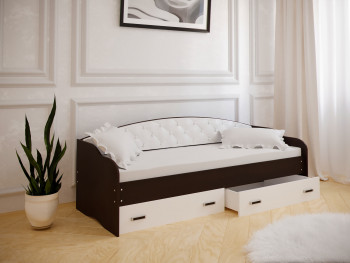 Кровать Софа-7 с мягкой спинкой (800х1900) Венге/ Белый в Красноглинном - krasnoglinnoe.mebel54.com | фото
