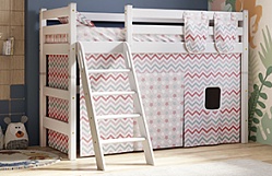 Кровать Соня вариант 6 полувысокая с наклонной лестницей Белый полупрозрачный в Красноглинном - krasnoglinnoe.mebel54.com | фото
