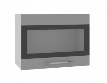 Норд ШВГС 600 Шкаф верхний горизонтальный со стеклом (Софт черный/корпус Белый) в Красноглинном - krasnoglinnoe.mebel54.com | фото
