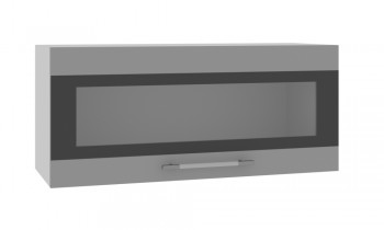 Норд ШВГС 800 Шкаф верхний горизонтальный со стеклом (Софт черный/корпус Белый) в Красноглинном - krasnoglinnoe.mebel54.com | фото
