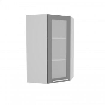 Норд ШВУС 600Н Шкаф верхний угловой (премьер) высокий (Софт черный/корпус Белый) в Красноглинном - krasnoglinnoe.mebel54.com | фото