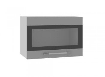 Ройс ПГСФ 500 Шкаф верхний горизонтальный со стеклом с фотопечатью (Графит софт/корпус Серый) в Красноглинном - krasnoglinnoe.mebel54.com | фото