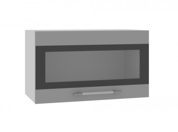 Ройс ПГСФ 600 Шкаф верхний горизонтальный со стеклом с фотопечатью (Графит софт/корпус Серый) в Красноглинном - krasnoglinnoe.mebel54.com | фото