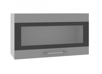 Ройс ВПГСФ 800 Шкаф верхний горизонтальный со стеклом с фотопечатью высокий (Графит софт/корпус Серый) в Красноглинном - krasnoglinnoe.mebel54.com | фото