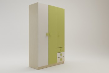 Шкаф 3-х створчатый с ящиками Эппл (Зеленый/Белый/корпус Клен) в Красноглинном - krasnoglinnoe.mebel54.com | фото
