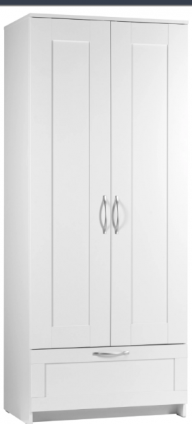 Шкаф двухдверный Сириус с 1 ящиком белый в Красноглинном - krasnoglinnoe.mebel54.com | фото
