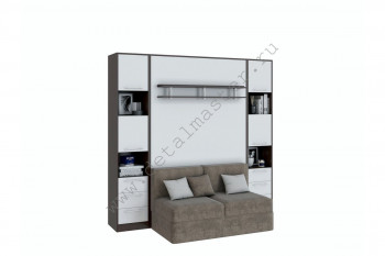 Шкаф-кровать с диваном БЕЛА с полкой ножкой в Красноглинном - krasnoglinnoe.mebel54.com | фото