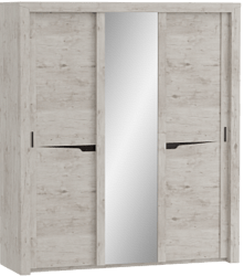 Шкаф трехдверный Соренто с раздвижными дверями Дуб бонифаций/Кофе структурный матовый в Красноглинном - krasnoglinnoe.mebel54.com | фото