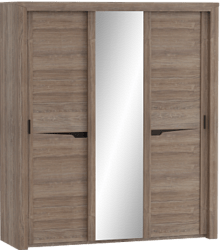 Шкаф трехдверный Соренто с раздвижными дверями Дуб стирлинг/Кофе структурный матовый в Красноглинном - krasnoglinnoe.mebel54.com | фото